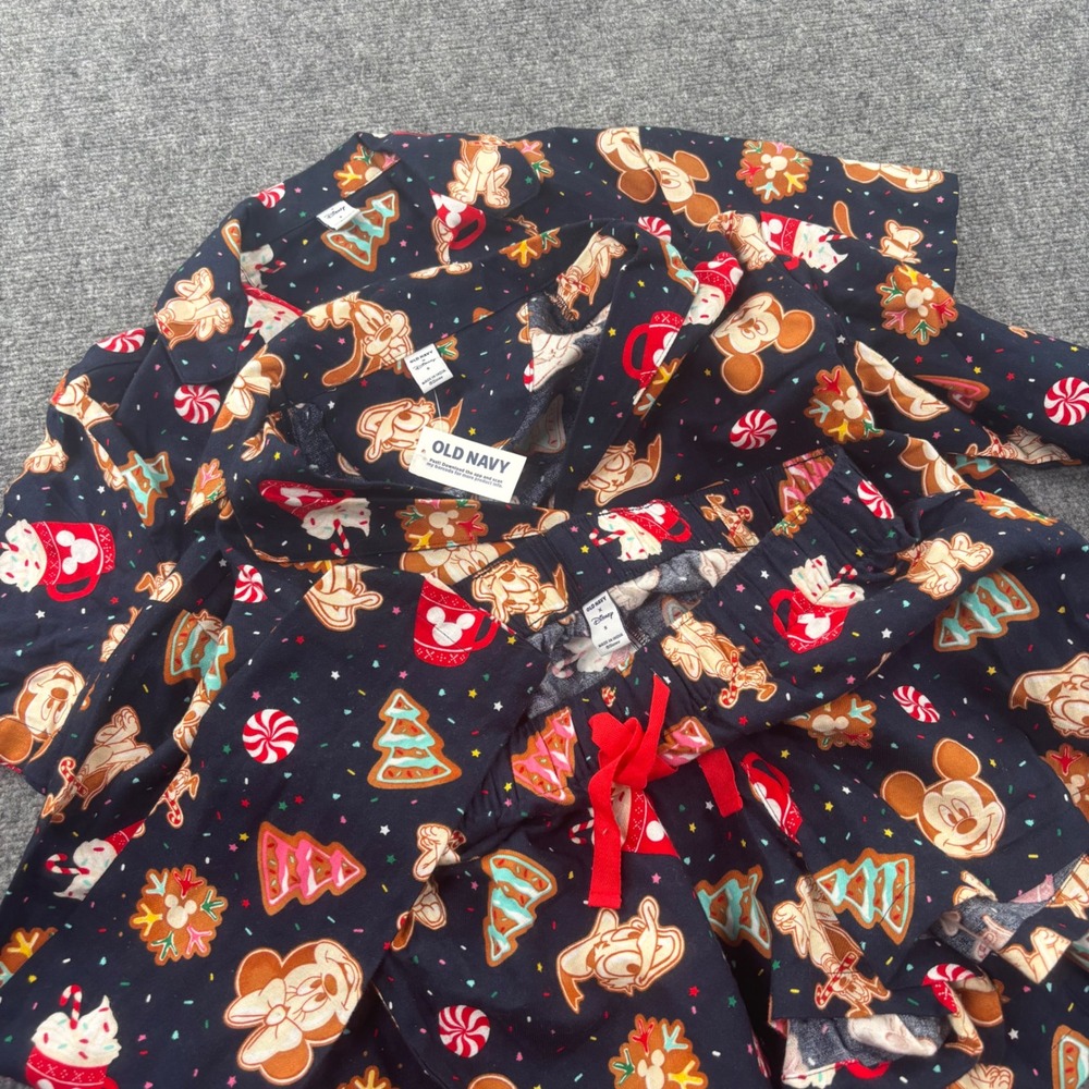 Old Navy Pajama 3 Piece Small Black Disney Gingerbread Christmas NWT Women's